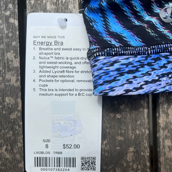 Lululemon Energy Bra - Tropics Blue - New with Tags! - Picture 6 of 11